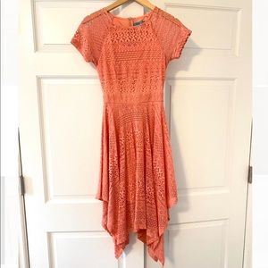 Lace Coral Midi Dress